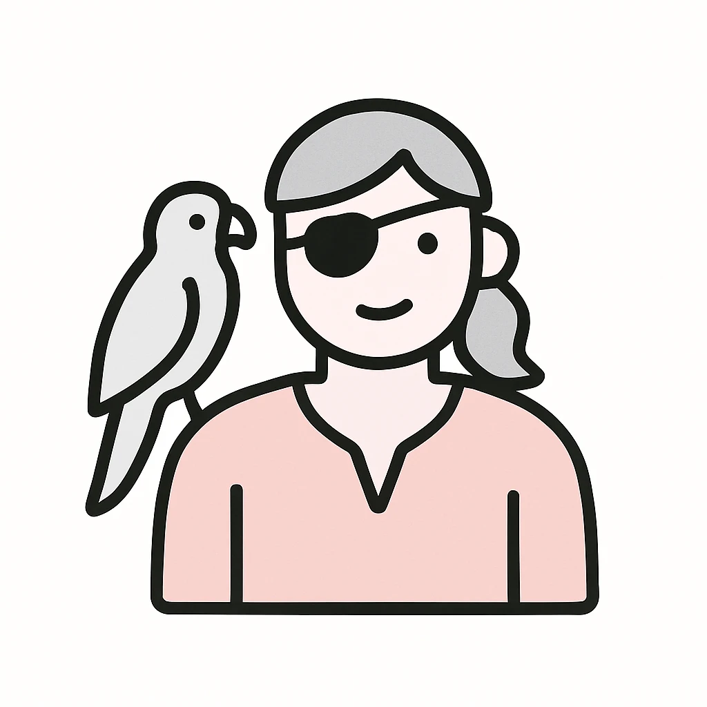 pirate with eye patch and parrot emoji