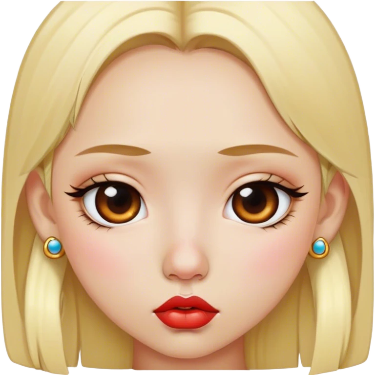 Girl with blonde hair piercing on the nose thick lips and Chinese eyes emoji