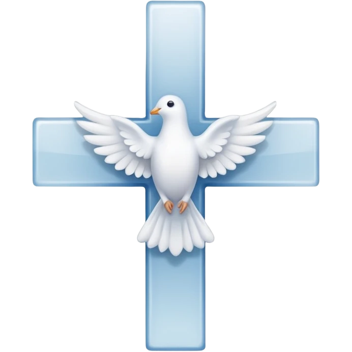 Dove outline infront of a cross emoji