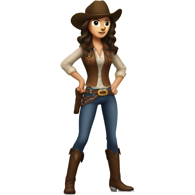 Brunette with freckles punches tall cowboy emoji