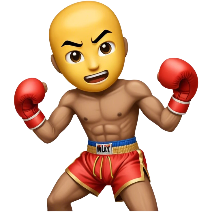 Cinematic Realistic Muay Thai Pop Culture Emoji, depicted with an action-packed portrayal of traditional Thai boxing rendered with bold textures and energetic, dramatic lighting. emoji