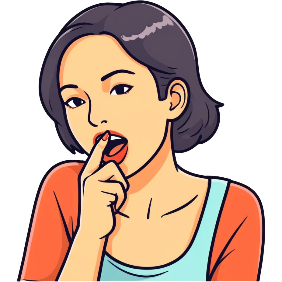 Una mujer mordiéndose el dedo  emoji