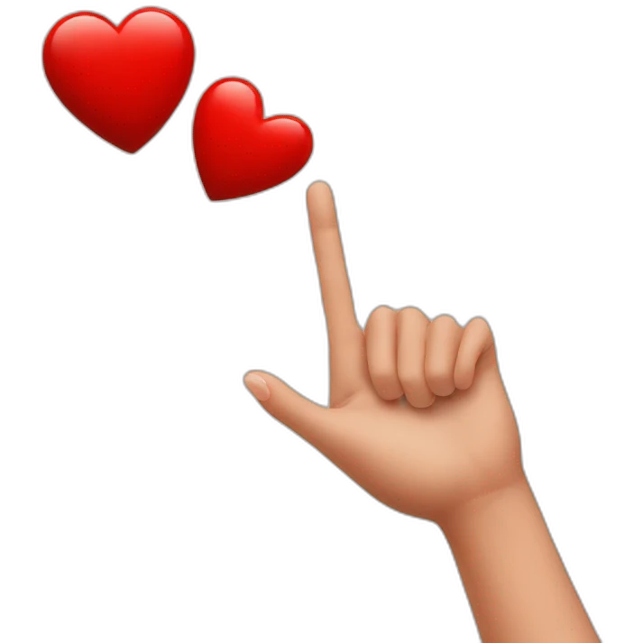 hand grabbing a red heart emoji