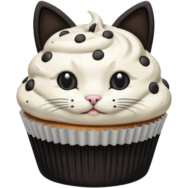cat that is also a muffin white with black emoji