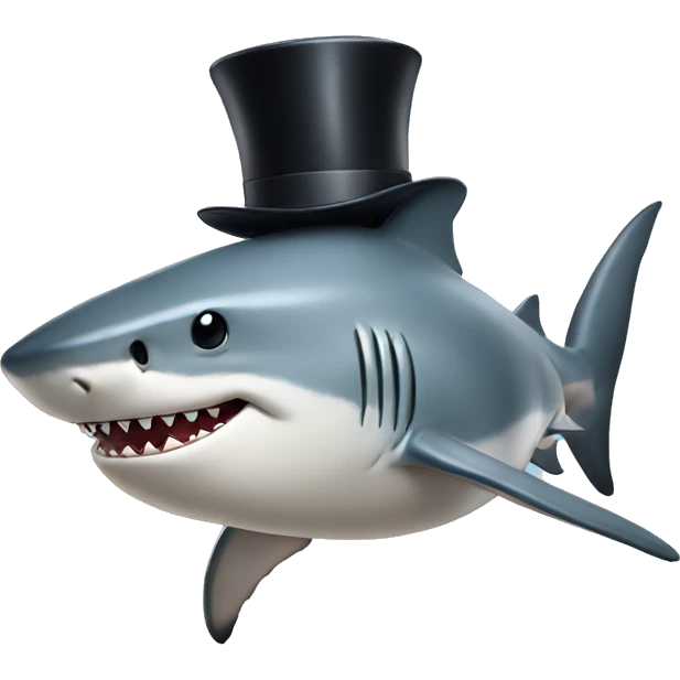 Shark with a top hat emoji