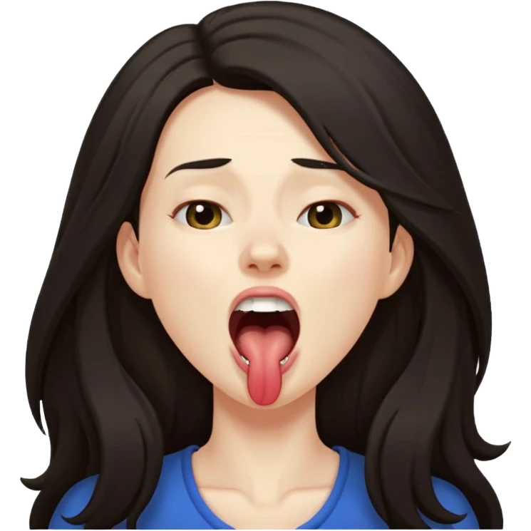 yawning dark long hair woman emoji