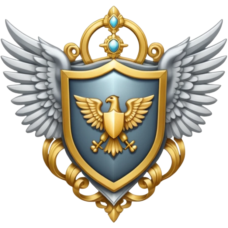 holy emblem with silver wings and shield in the middle emoji