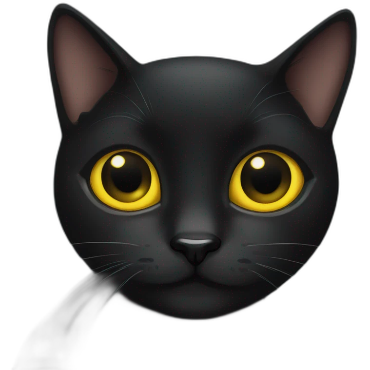 black cat with big yellow eyes and big black pupils emoji