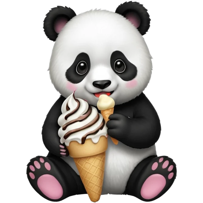 Panda eating ice cream emoji