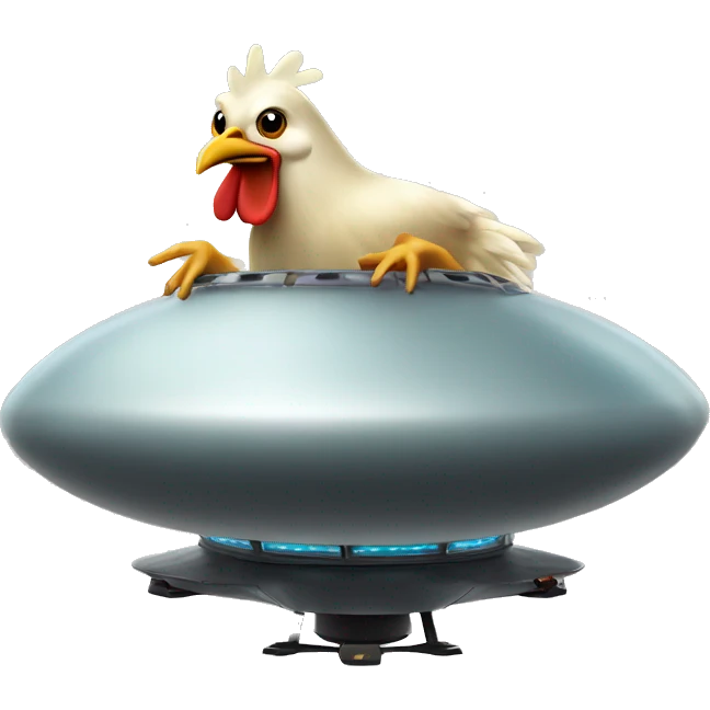 chicken driving flying saucer emoji