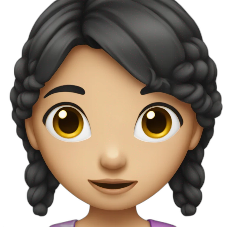 small girl with dark hair pointing with finger to the left emoji