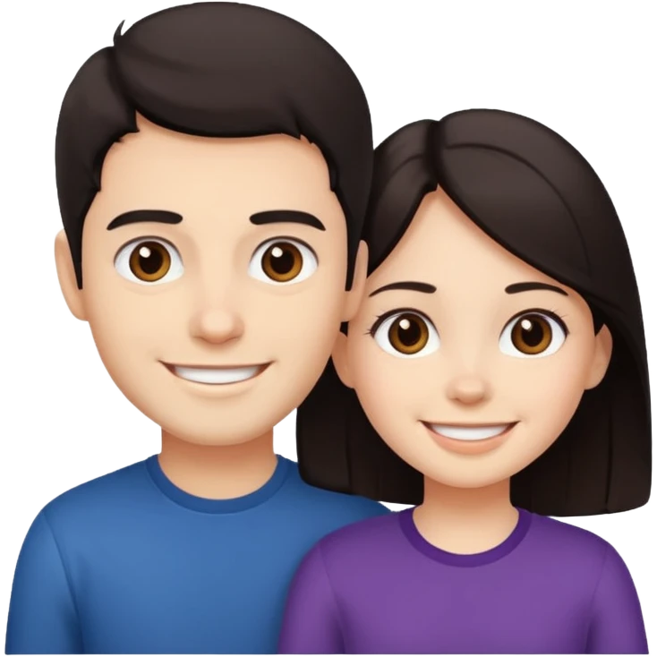 Brother ans sister, white skin, dark hair emoji