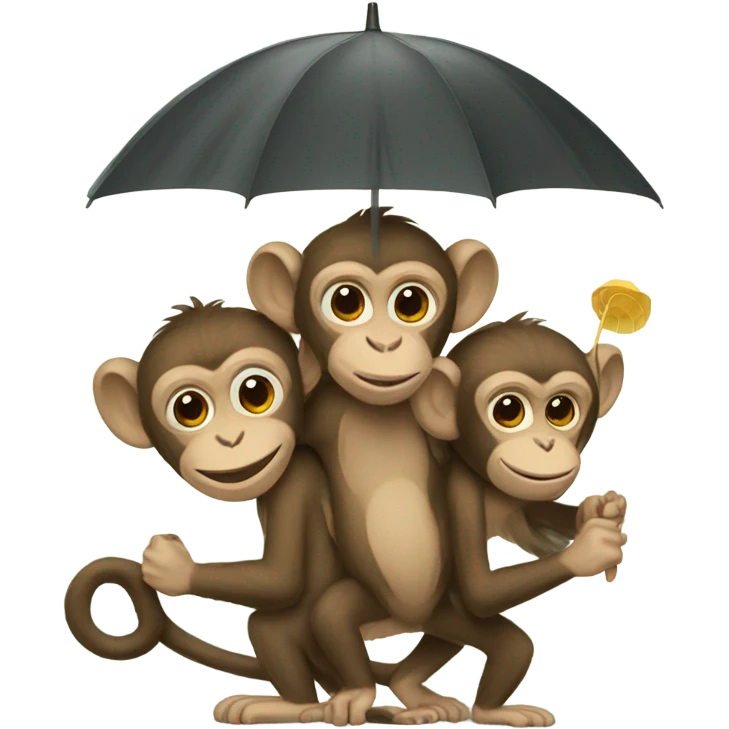 Monkeys with umbrella emoji