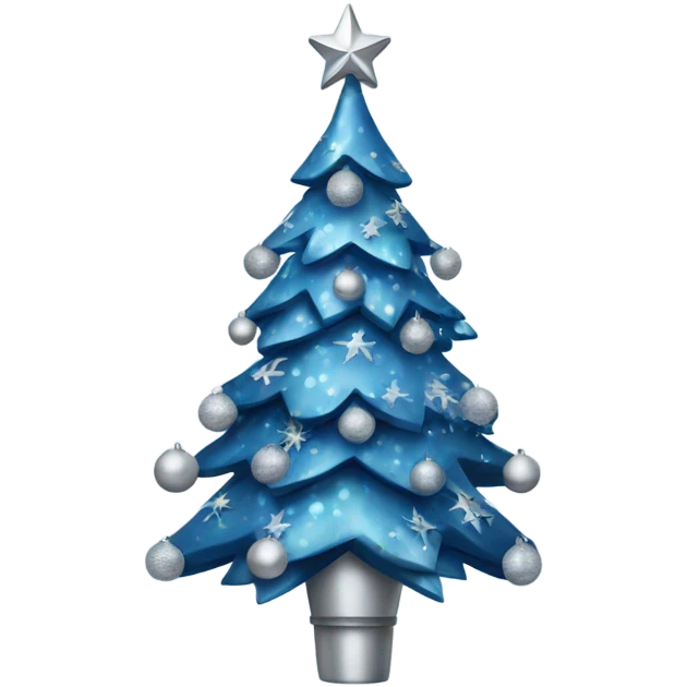 Christmas tree with blue and silver decor emoji