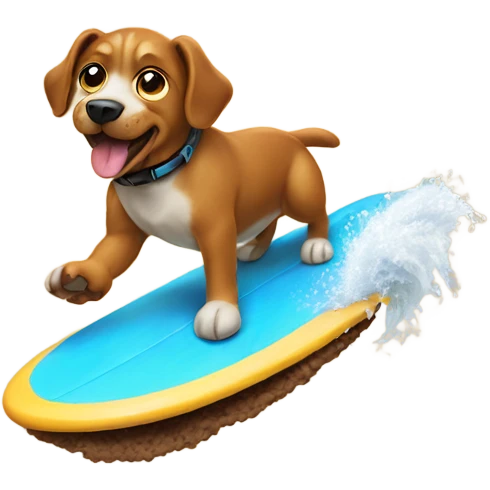 Dog surfing on a poop emoji