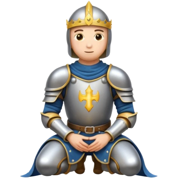 knight kneeling with sparkles around him, simple, expressive, emoji style, no text emoji