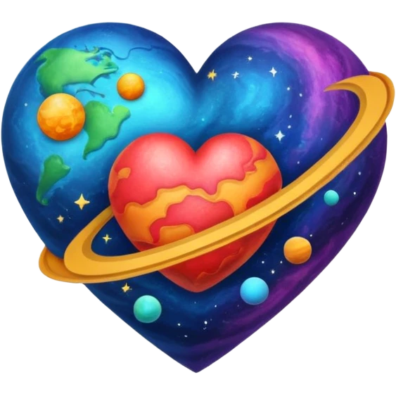 planet themed heart emoji