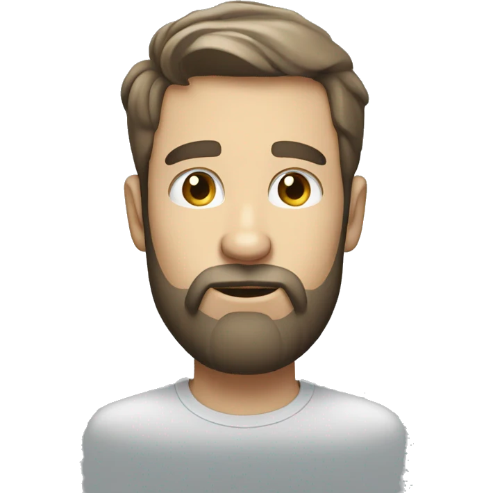 young white bearded man waiting for a skype call. emoji