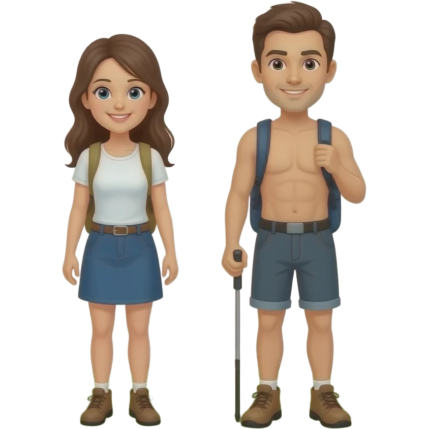 Outdoors naked hiking couple emoji