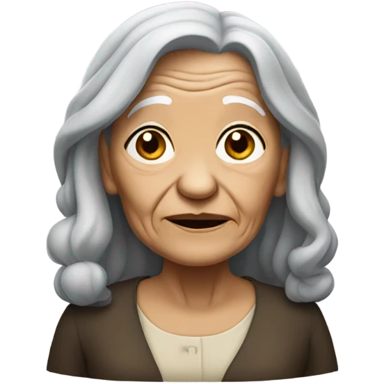 Wrinkly old woman long black hair  emoji