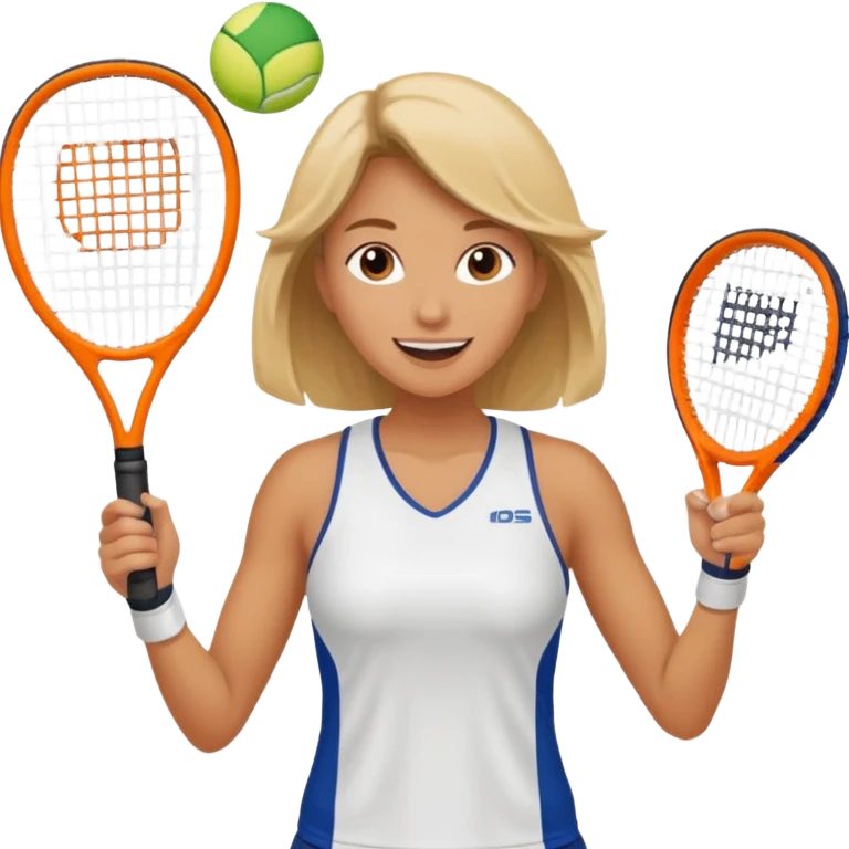 woman celebrating after padel shot, holding racket, sporty emoji