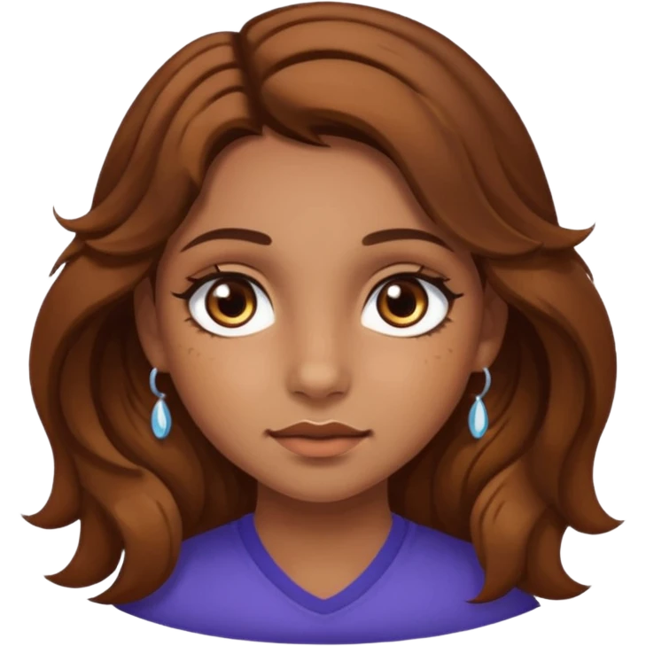 girl with wavy hair, almond shaped eyes, birthmark near her eye, tan, with lots of swag, cool, face piercings  emoji