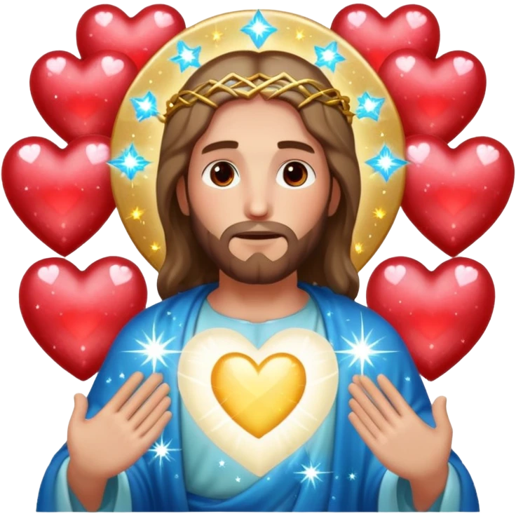 Jesus with sparkles and hearts emoji