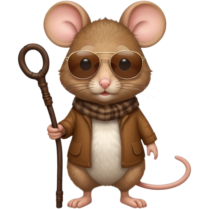 mouse with sunglasses and walking stick emoji