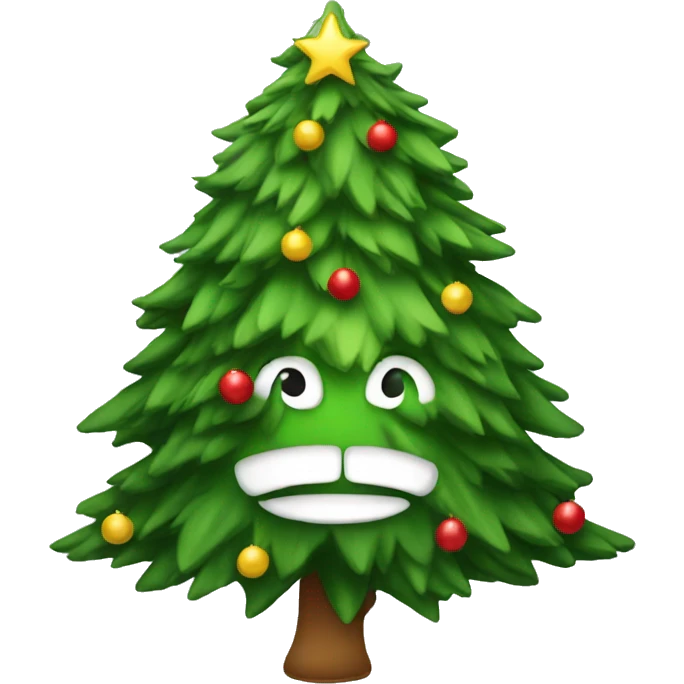 Christmas tree with face emoji