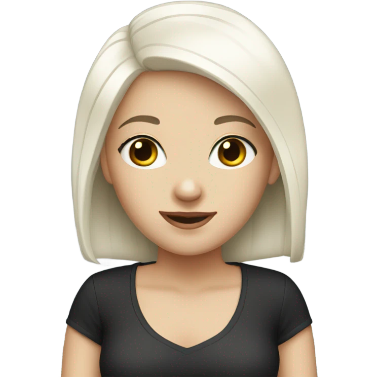 white balding girl with black hair emoji