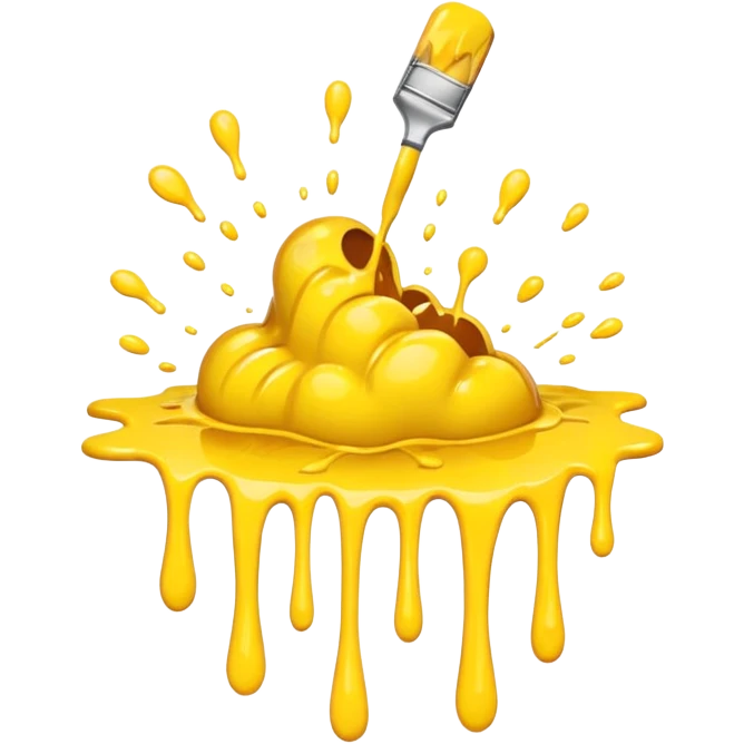 paint splatter, spilled paint, yellow color. emoji