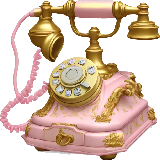 Vintage rococo Phone gold and light pink emoji
