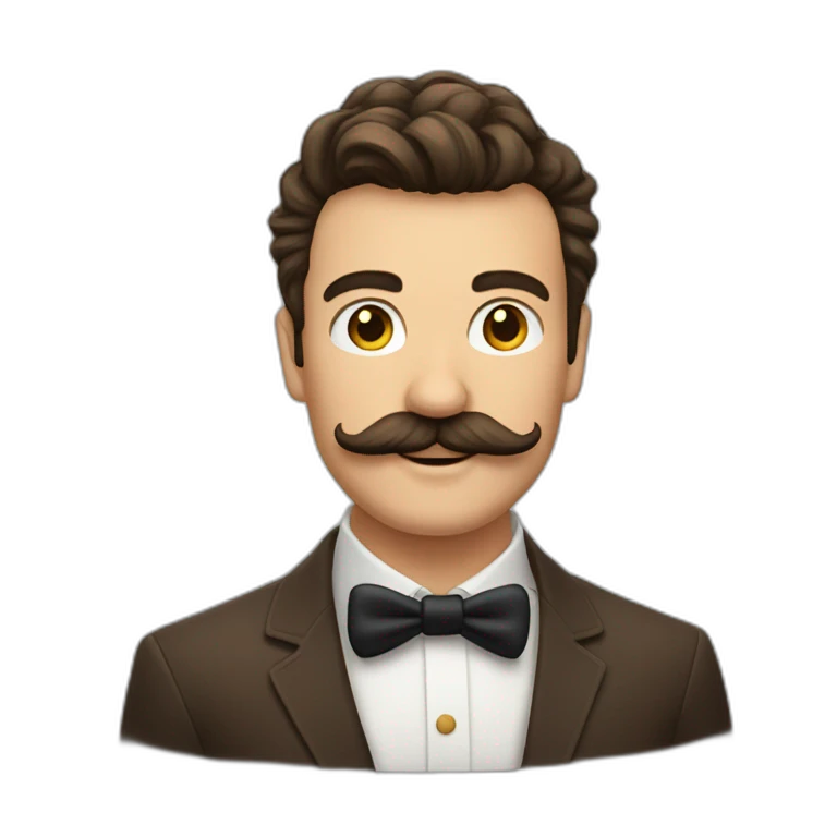 homme moustache, et choiffure de côté brun emoji