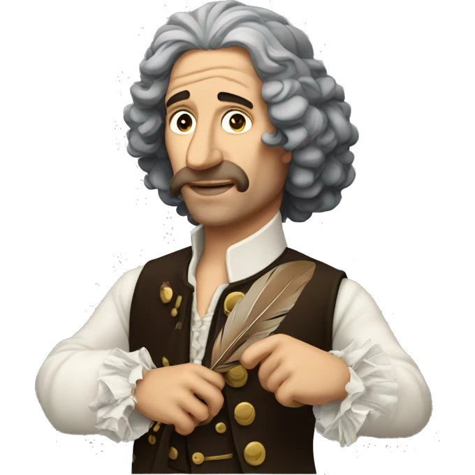 Molière holding a feather in his hand emoji