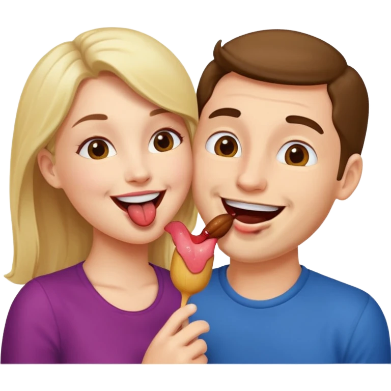 A woman licking a man happily emoji