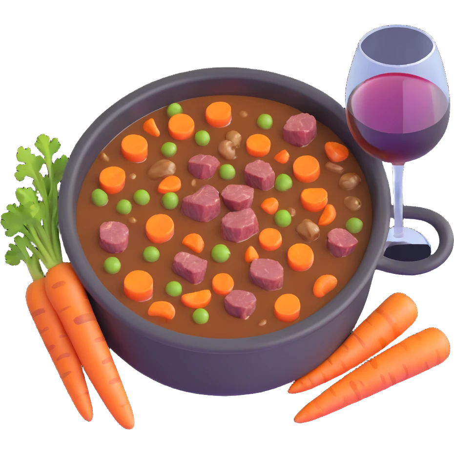boeuf bourguignon french beef stew with carrots and wine emoji