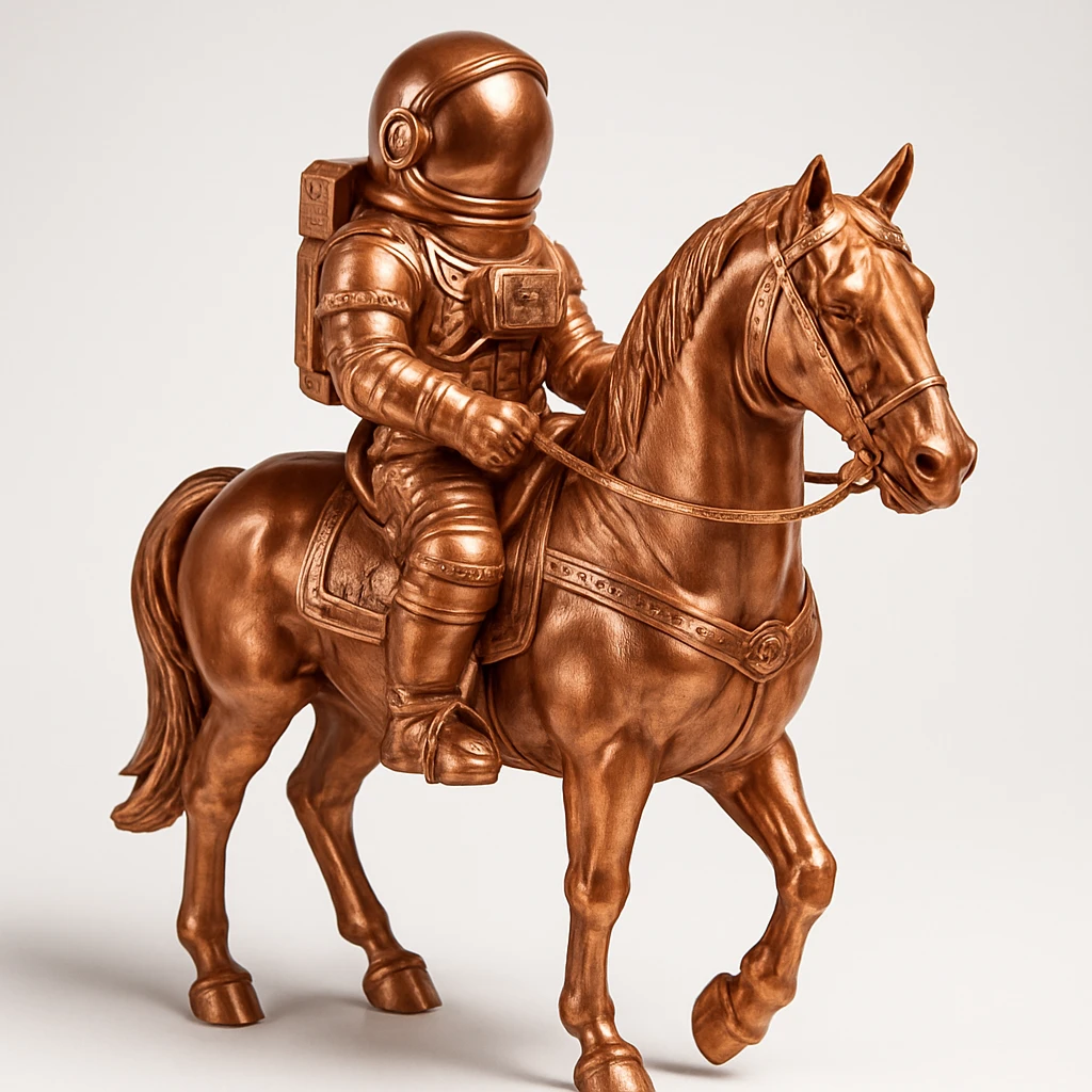 astronaut on horseback with stars in background emoji