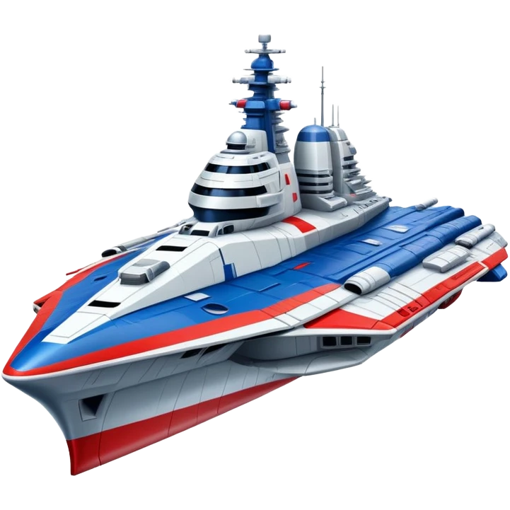 Enormous Russian battle cruiser spaceship with red white and blue markings emoji