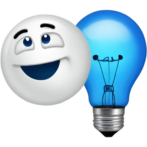 A blue bulb laughing emoji