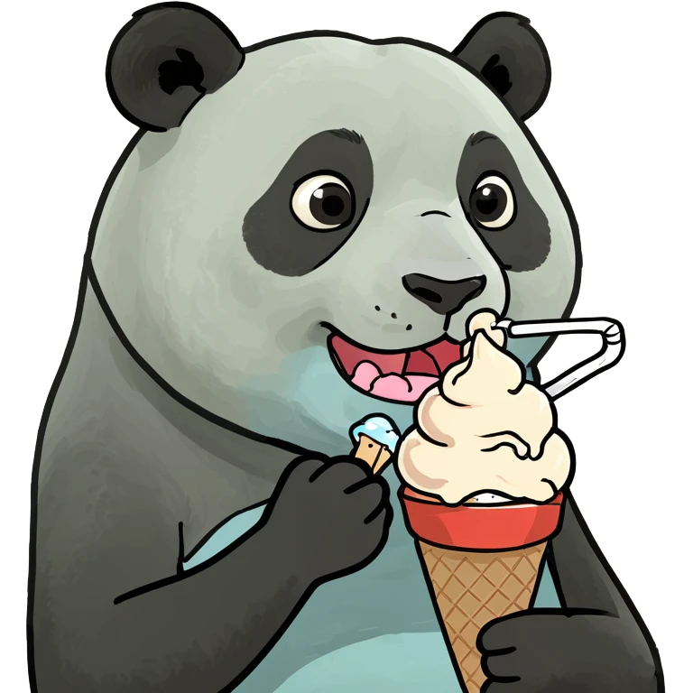 Panda eating ice cream emoji