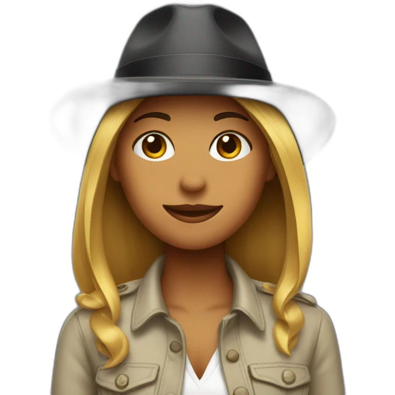 a lesbian wearing a fedora emoji