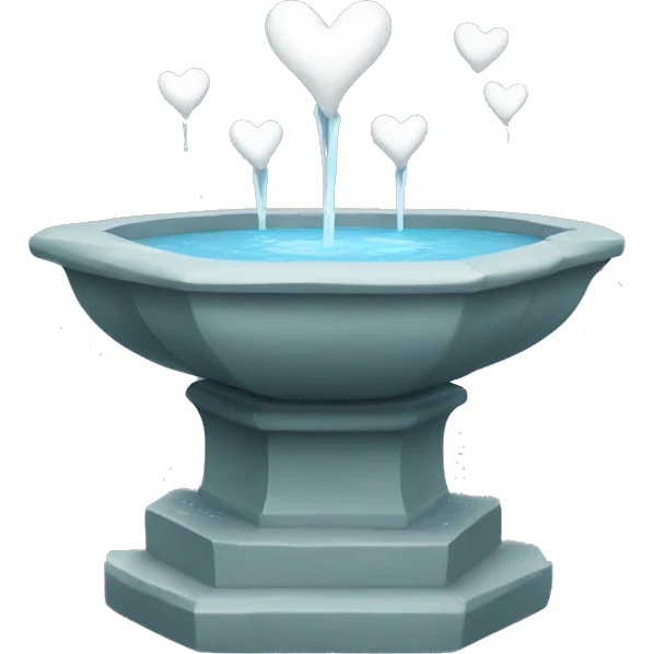 A fountain with little white hearts emoji