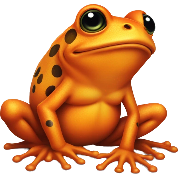 an orange frog with a tattoo on its chest in the shape of a flame emoji