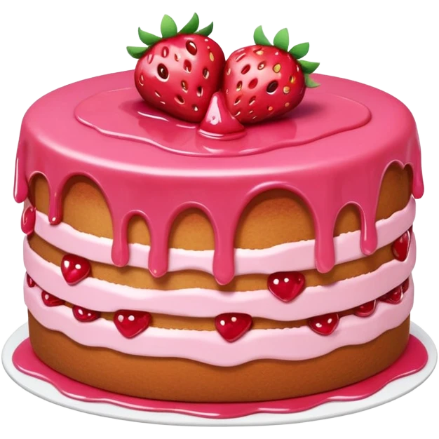  pink runny gooey strawberry jam kawaii cake emoji