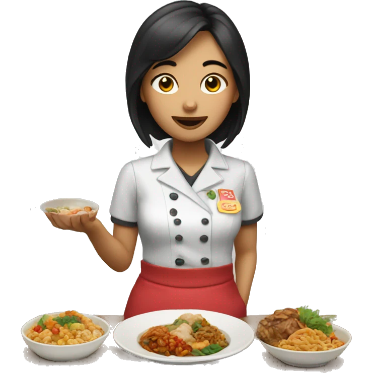 waitress with asian food  emoji