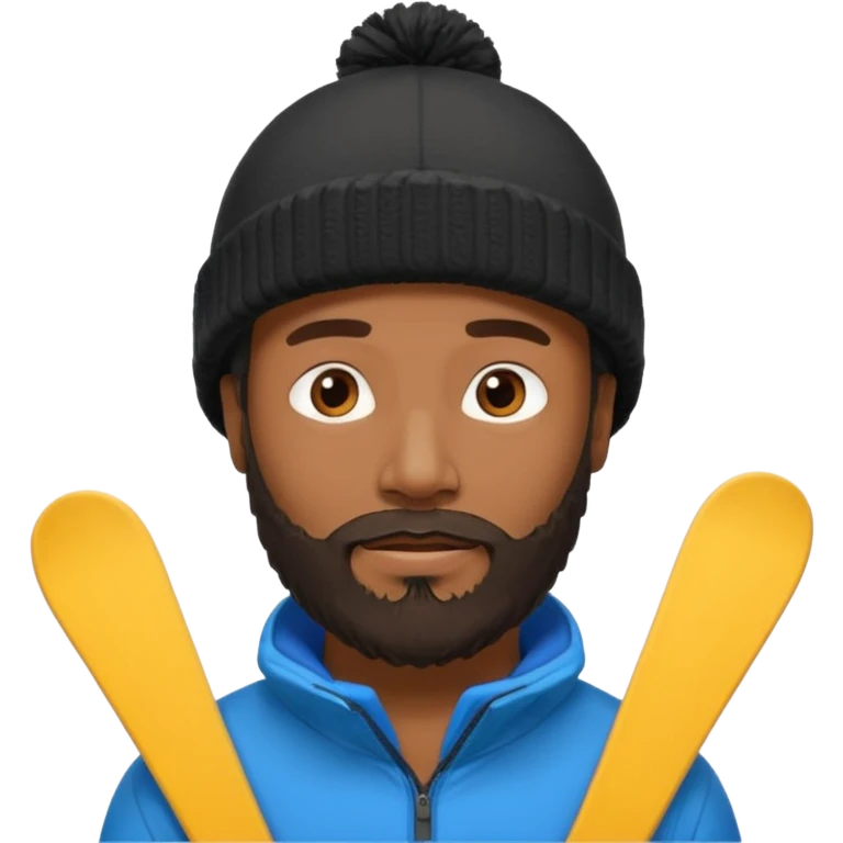 black guy with beard, ski hat, no bat emoji