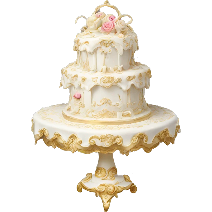 highly detailed white rococo cake emoji