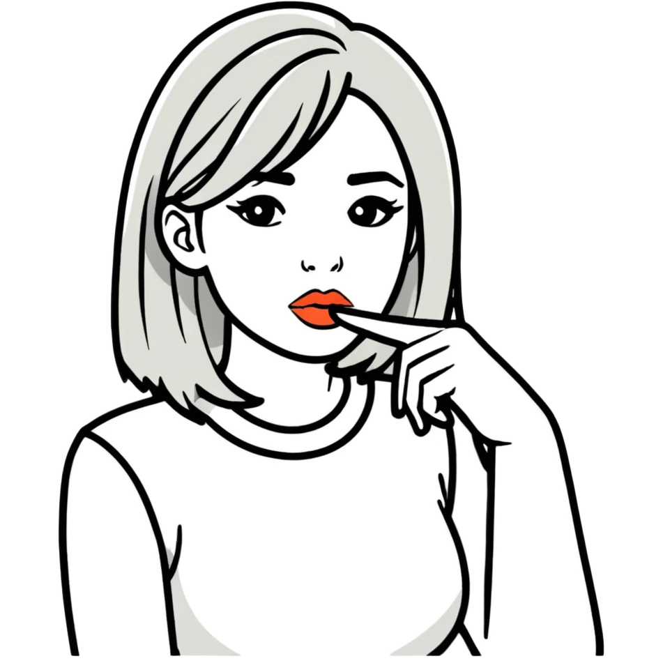 Women holding finger to lips emoji