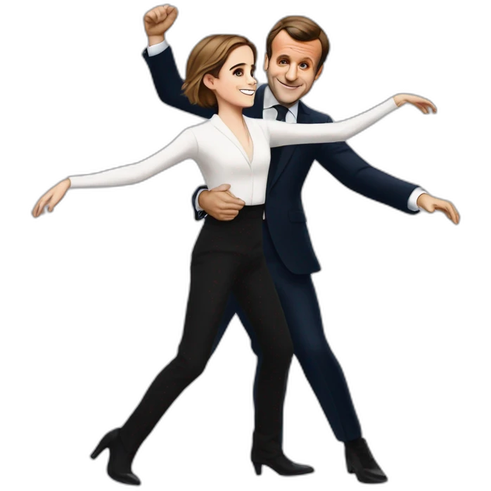 Emmanuel Macron dancing with Emma Watson emoji