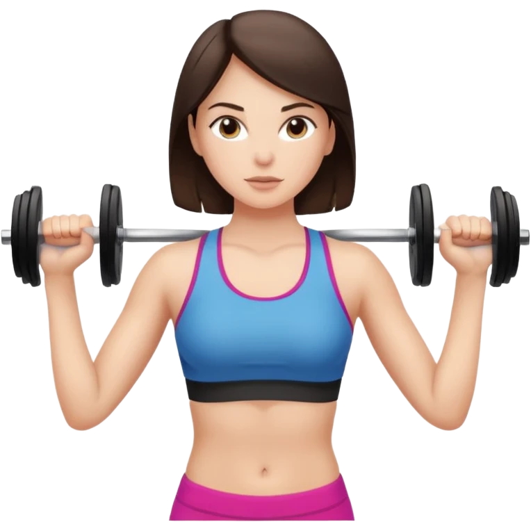 Brunette fair skin girl gym working out  emoji
